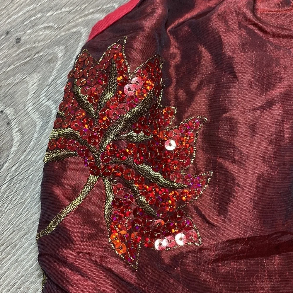Satin & Sequin Red Doggy Party Dress Sz M